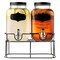 Dual Mason Jar Dispensers 4L | Leakproof Spigots | Clear Glass | Metal stand
